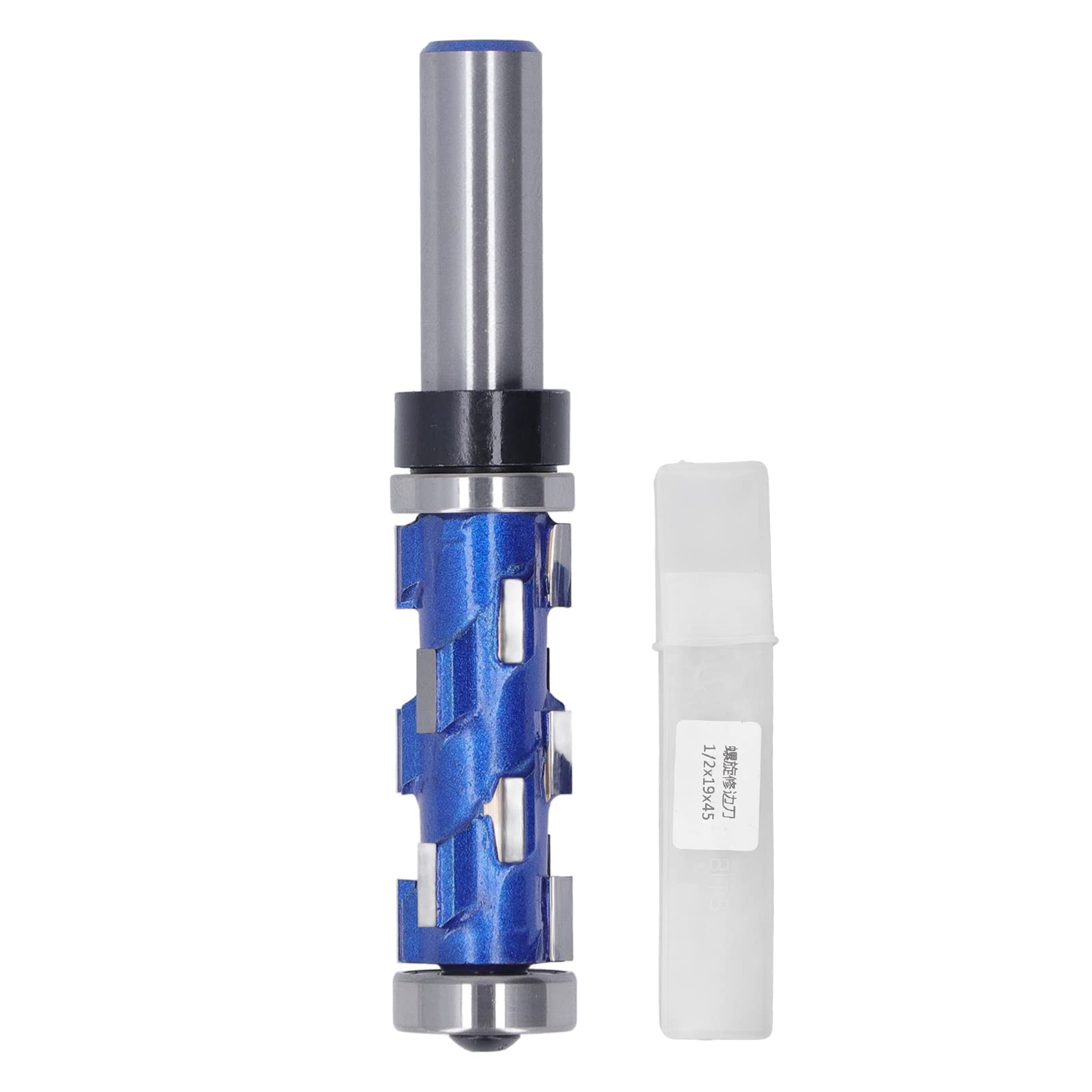 Spiral Flush Trim Router Bit 1/2 Inch Shank Carbide Insert Double Bearing Woodworking Edge Trimmer for Cabinet Making Furniture Projects Cutting Length 5/8 to 1-1/4 Inch Precision Trim