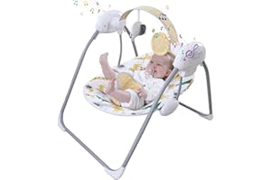 FURMUBEI Portable Baby Swing for Infants, Compact & Foldable Infant Swing with 5-Speed Swing,Music, Timer, Cushioned Seat, Battery Operated, 0-9 Months 6-20 lbs,SG2405