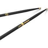 ProMark Forward 5A ActiveGrip Hickory Drumsticks, Acorn Tip, 1 Pair | 5A hickory drumsticks with a tacky ActiveGrip finish that grips harder as you sweat, plus a round acorn tip for bright tone.