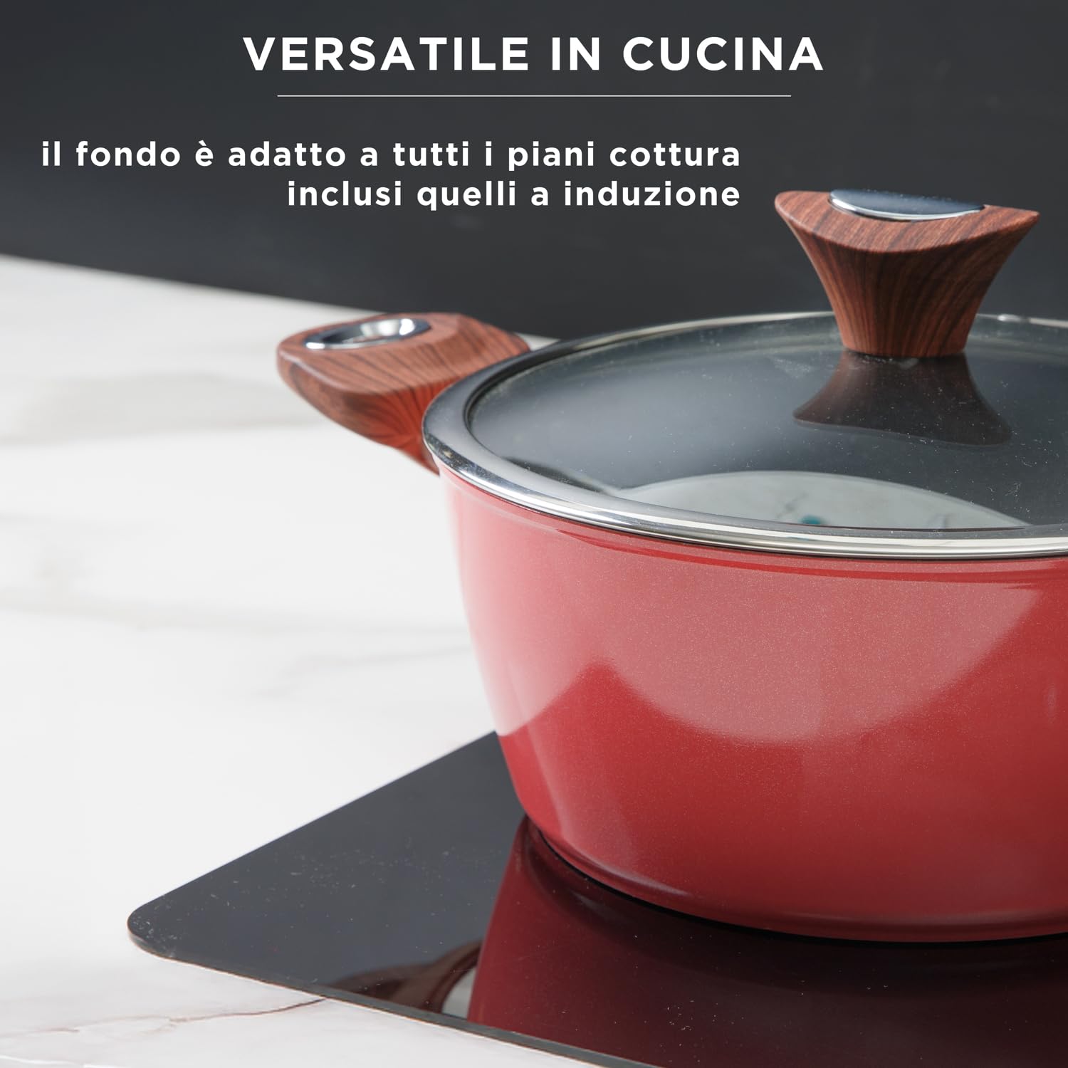 KASANOVA 1 GOLDEN 5 RED 8-TEILIGE BATTERIE, Geschmiedetes Aluminium Bakelit Glas 5