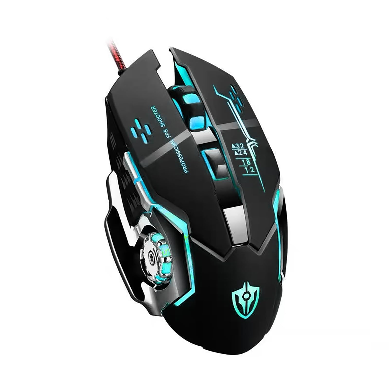 Guiheng Wired Gaming Mouse, Optical USB Mice for Laptop/Desktop, 1200 to 3600 and RGB Light, Ergonomic with 6 Programmable Buttons for Computer Windows 7/8/10/XP Vista Linux Chromebook PC (Black)