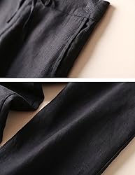 IXIMO Women's Tapered Pants 100% Linen Drawstring