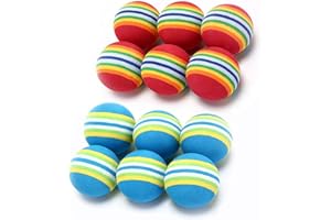 VOVIGGOL 12 Pack 2 Color Rainbow Cat Toy Balls Soft EVA Foam Interactive Indoor Kittens Favorite Toys 1.38" Dia. Small Dogs Puppies Toy Balls Bulk Activity Chase Quiet Play Sponge Ball