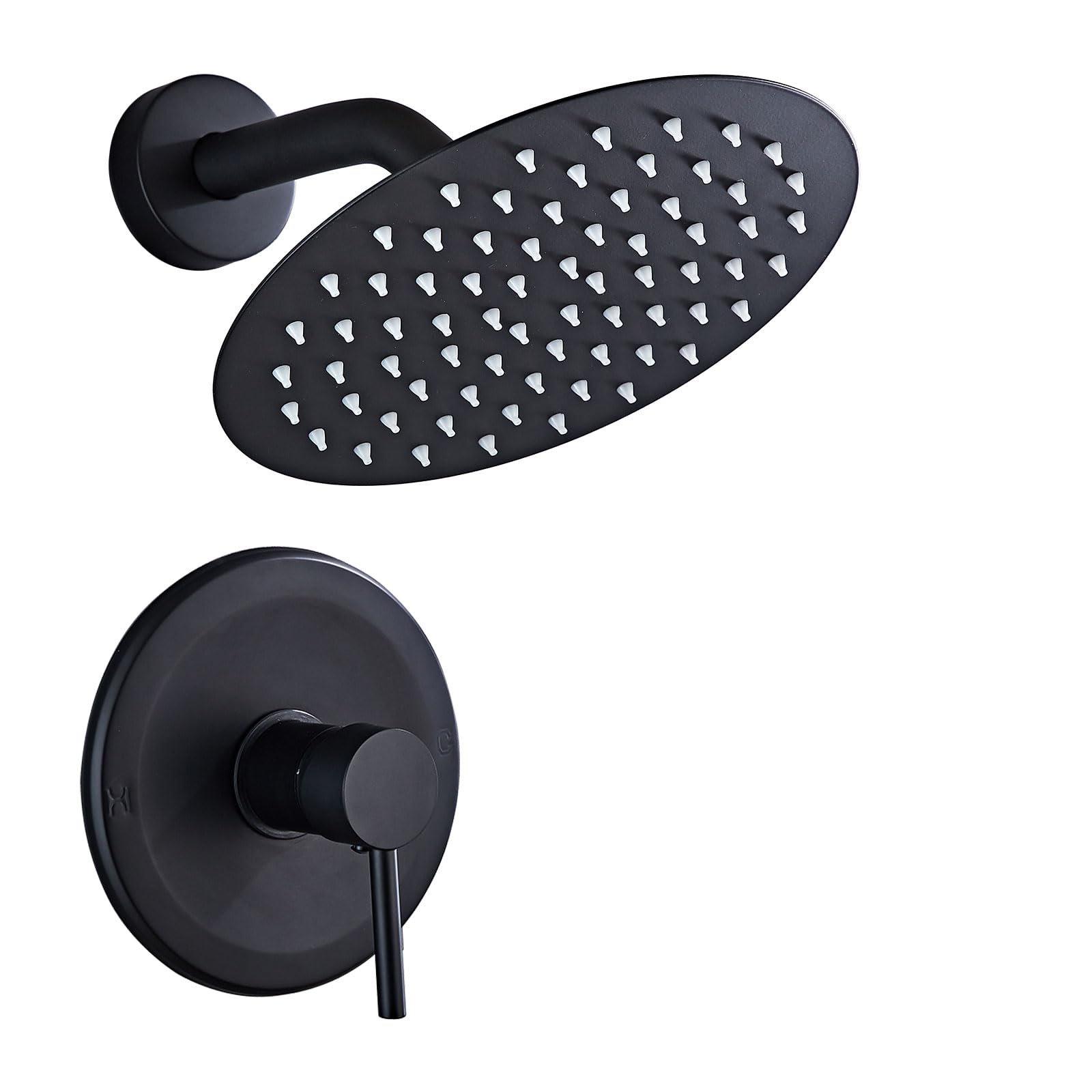 Sanitemodar Black Concealed Shower Set, Concealed Brass Shower Mixer with 20 cm Shower Head, Built-in Shower Kit with Hand Shower
