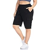 ZERDOCEAN Women's Plus Size Cargo Sweat Shorts Active Summer Workout Walking Athletic Shorts with Pockets