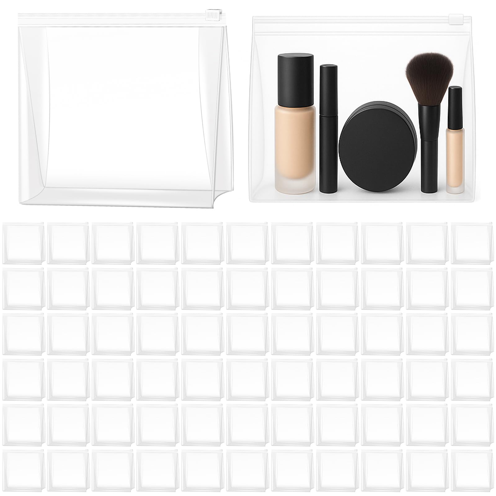 Photo 1 of 80 Pack Mini Clear Makeup Bag Organizer Cosmetic Zipper Pouch Small Travel Pouches for Toiletries Transparent EVA Reusable Wash Bags Waterproof Plastic Clear Gift Bags Bulk, 5.9” x 5.1” x 1.45”