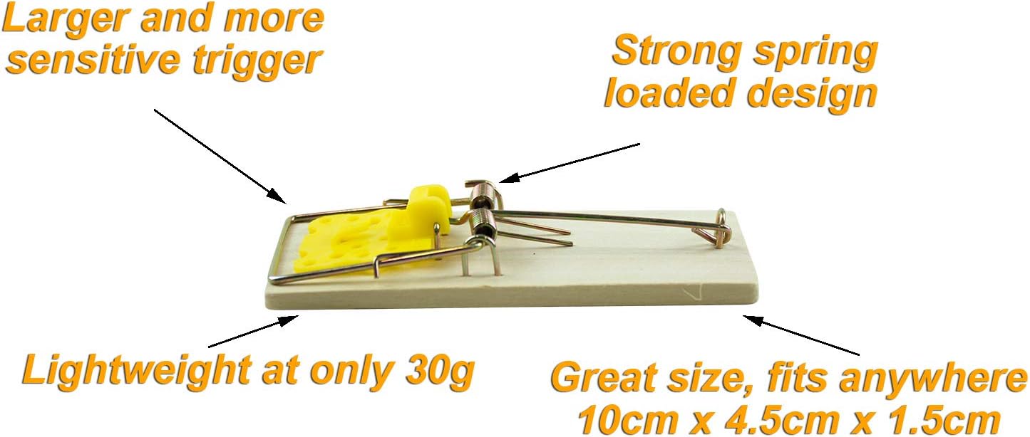 4 Enhanced Traditional Wooden Mouse Traps, Humane Rodent Control Poison Free and Non Toxic, Indoor Outdoor Use - Image 3