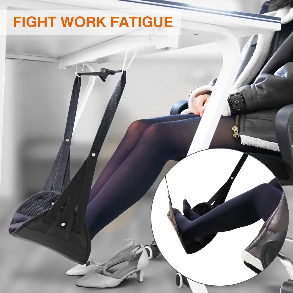 Airplane Footrest Made with Premium Memory Foam, Airplane Travel Accessories, Footrest Hammock, Portable Airplane Foot Rest Used in Office/Plane/Home, Hammock Leg Rest Adjustable Height