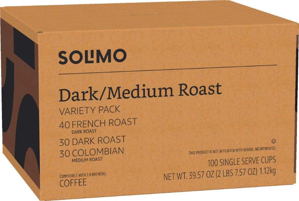 Amazon Brand Solimo Coffee Pods, Assorted pack (French, Dark, Colombian), Compatible with