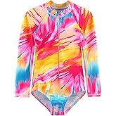 BAYIMEE Girls Swimsuits One Pieces Long Sleeve Swimwear Zipper Rashguard Bathing Suits 2-12 Years
