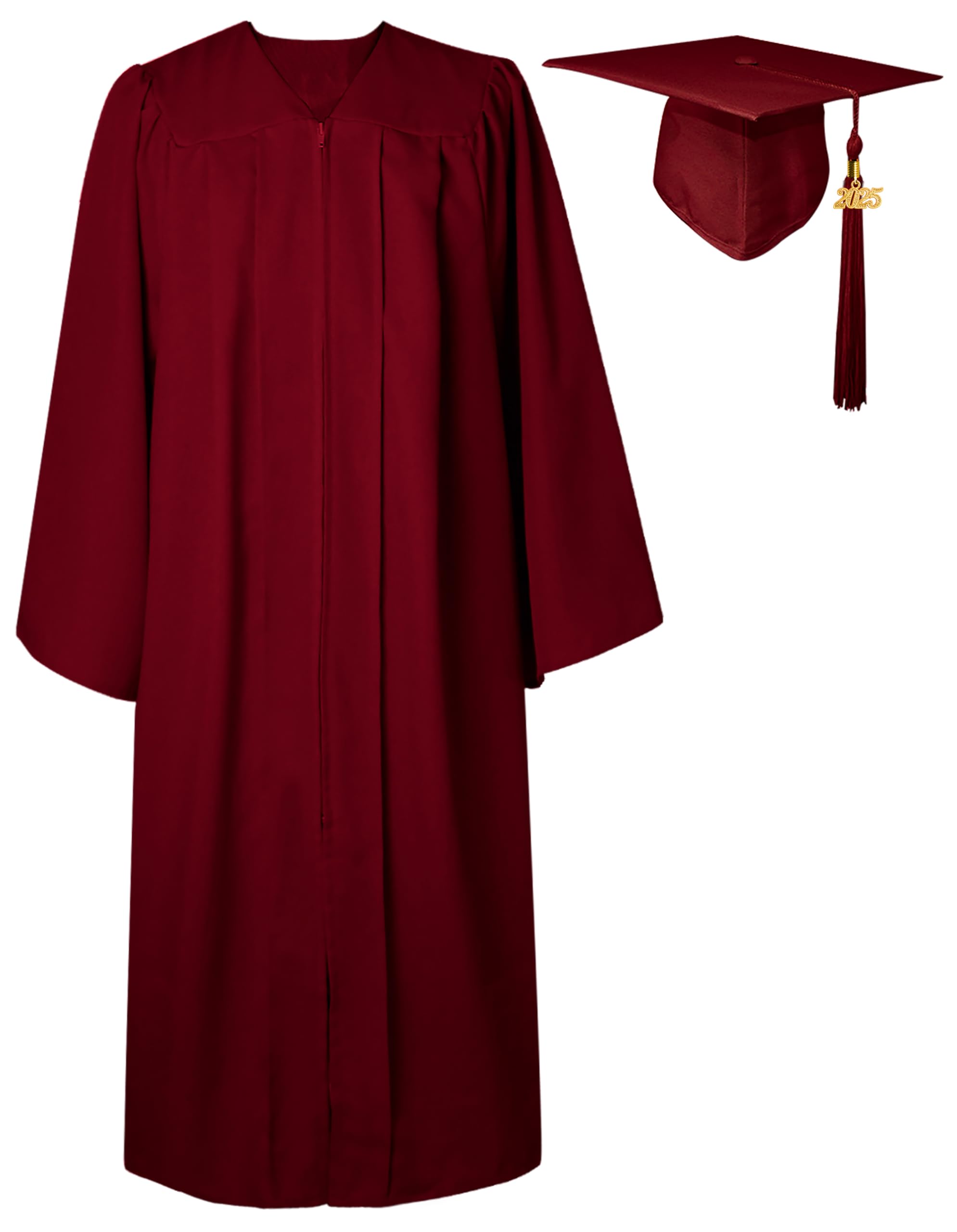 Photo 1 of GraduatePro Matte Graduation Cap and Gown 2025 Set Bulk with Tassel for High School & College Maroon 57 Plus