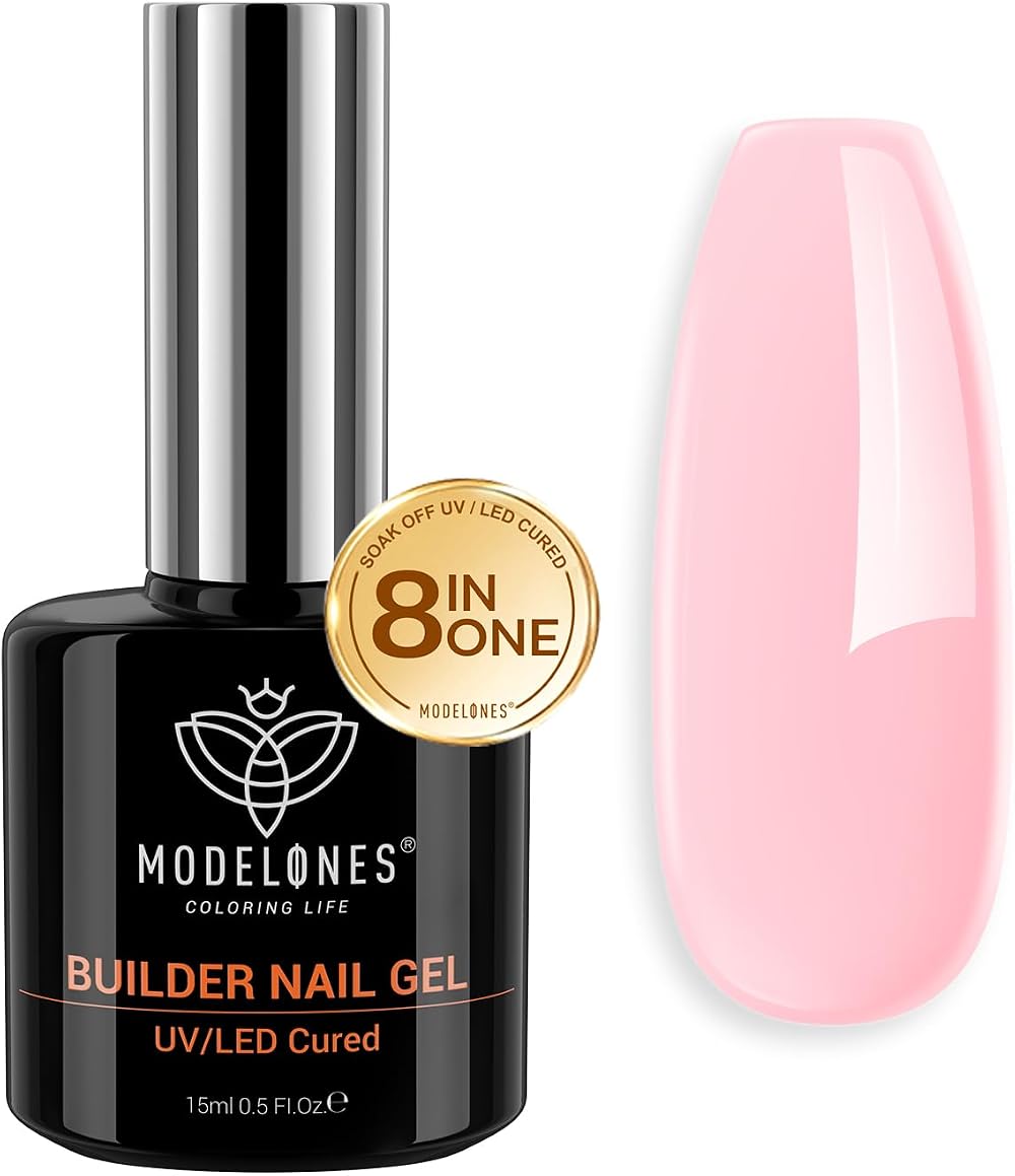 Modelones 8-in-One Pink Gel Builder 15ml Nail Strengthener Base Coat