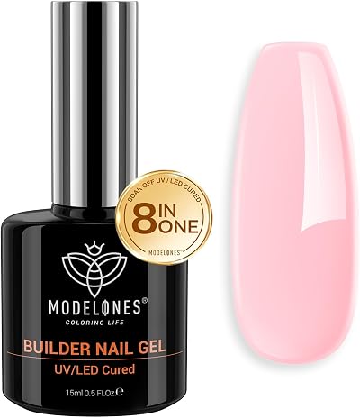 Modelones 8-in-One Pink Gel Builder 15ml Nail Strengthener Base Coat