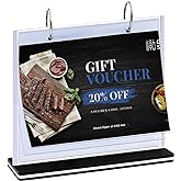 TEHAOLE Multi-Page Flip Acrylic Display Stand | T-Shaped 8.5x11 Inches Menu/Photo/Drink/Advertisement Holder 6 Pages 12 Sides
