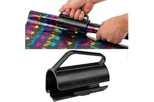 MARCHMARS Wrapping Paper Roll Cutter, Black Wrapping Paper Cutter Tool with Handle Push Cut Easy Sliding Birthday Gift Wrap Paper Roll Dispenser and Cutter Holder