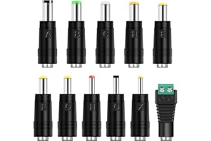 LITSTAR DC Plug 11 Connector Tips Kits [6.0x4.4mm 6.3x3.0mm 5.0x3.0mm 5.5x2.5mm 5.5x1.7mm 4.8x1.7mm 4.0x1.7mm 3.5x1.35mm 3.0x1.1mm 2.5x0.7mm LED Terminal Connector] for 5.5 x 2.1mm AC Power Adapter