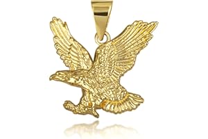 CLADDAGH GOLD Solid 10k Gold Soaring Bald Eagle Freedeom Pendant (Size Small/Large)