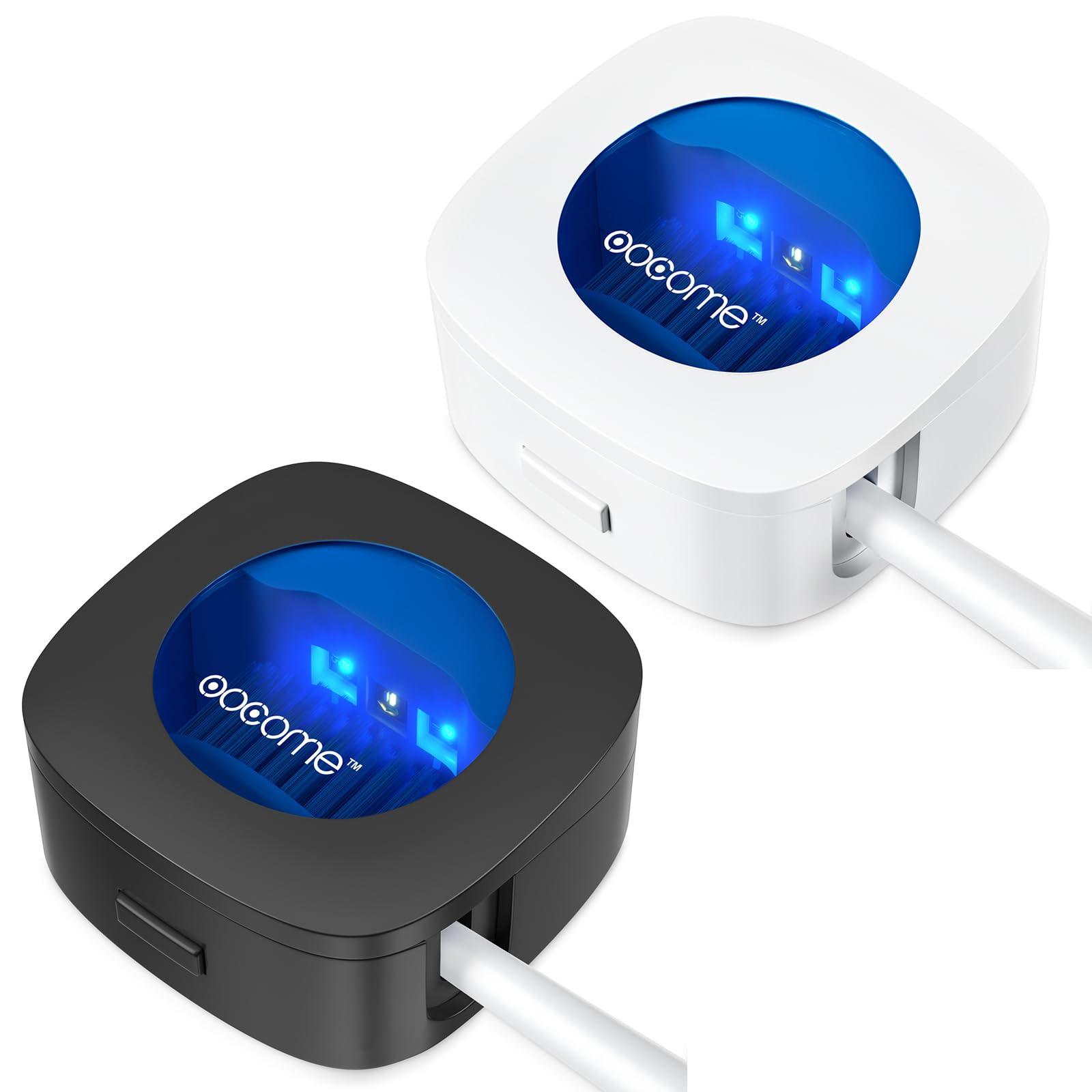 OOCOME 2PCS Portable Deep UV Toothbrush Sanitizer Case Toothbrush Sanitizer Holder Organizer Case Toothbrush Cleaner Holder with Sticker free Punching for Travel and Family Use