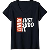 Womens Linux Just Sodo It Coding &amp; Nerd Pride Sudo Style Humor V-Neck T-Shirt