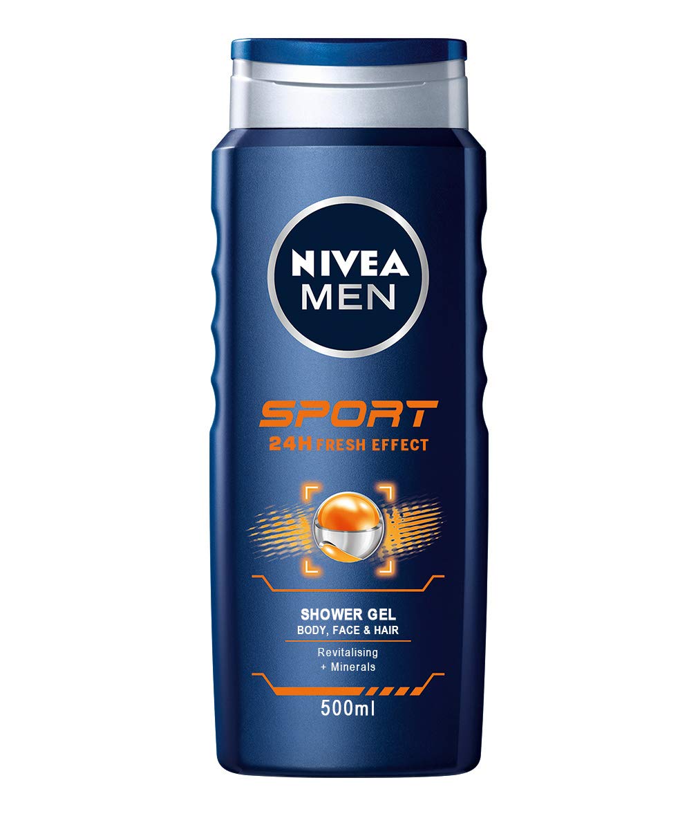 Nivea Men Shower gel for body, face and hair, bottle, sports (1 x 500 ml)