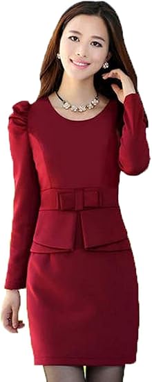 Amazon おばあさんレディース 秋冬 ワンピース カジュアル フォーマル ドレス 結婚式 パーティー 二次会 長袖 おしゃれ セクシー チュニック スリム フィット ミニ ショートワンピース ワンピース チュニック 通販