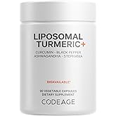 Codeage Organic Turmeric Supplement - 95% Curcumin Extract Pills - Liposomal Fermented Botanical Blend Black Pepper, Ashwagandha, Ginger, Stephania, Boswelia, Cumin, Digestive Bitters - 90 Capsules