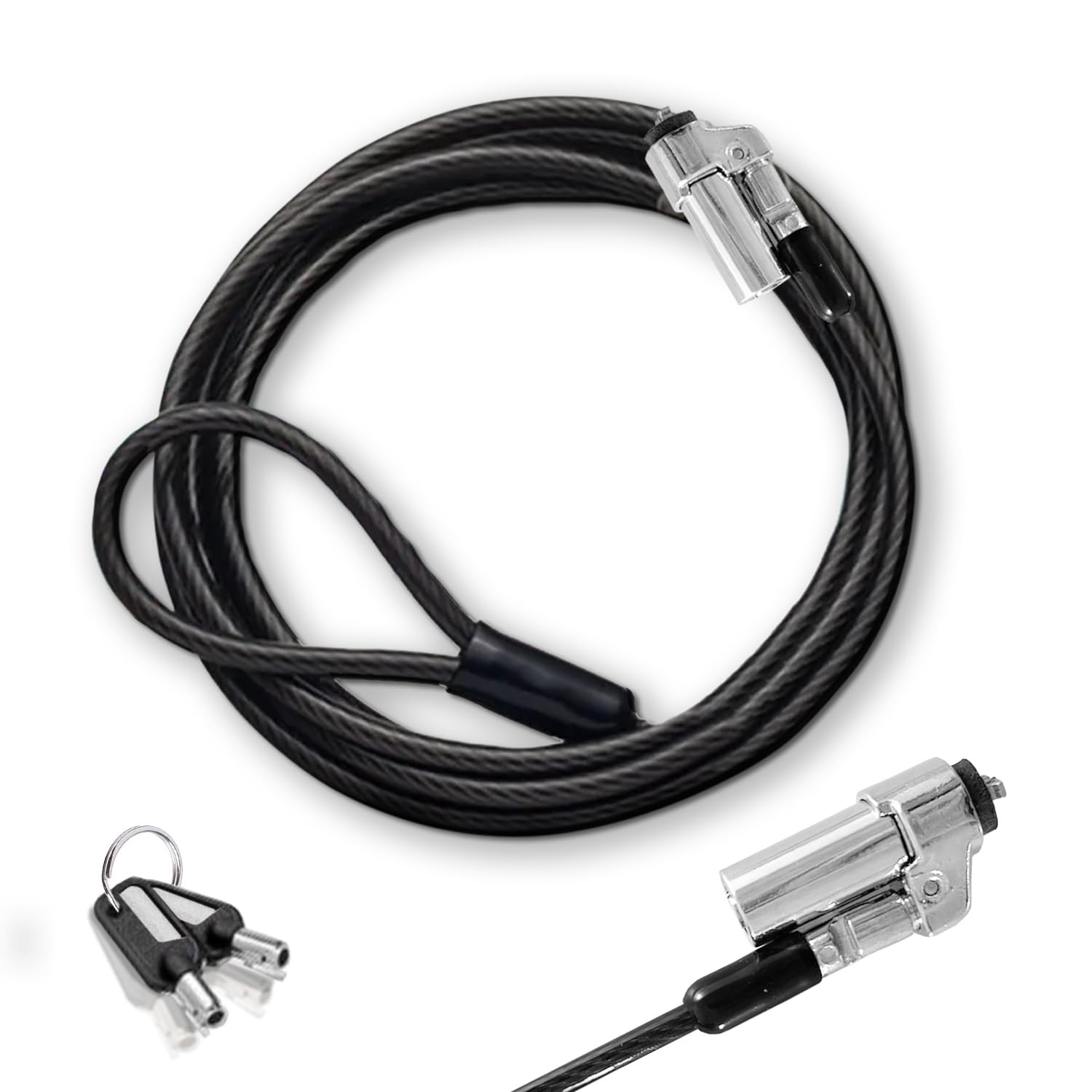 Cable Technologies PC Security Cable 1.8 Metres, Nano Steel Anti-theft Cable for Notebook, Kensington Nanosaver Security Slots, 2 Keys, Nano Saver Protection Lock, PVC Coating 180 cm
