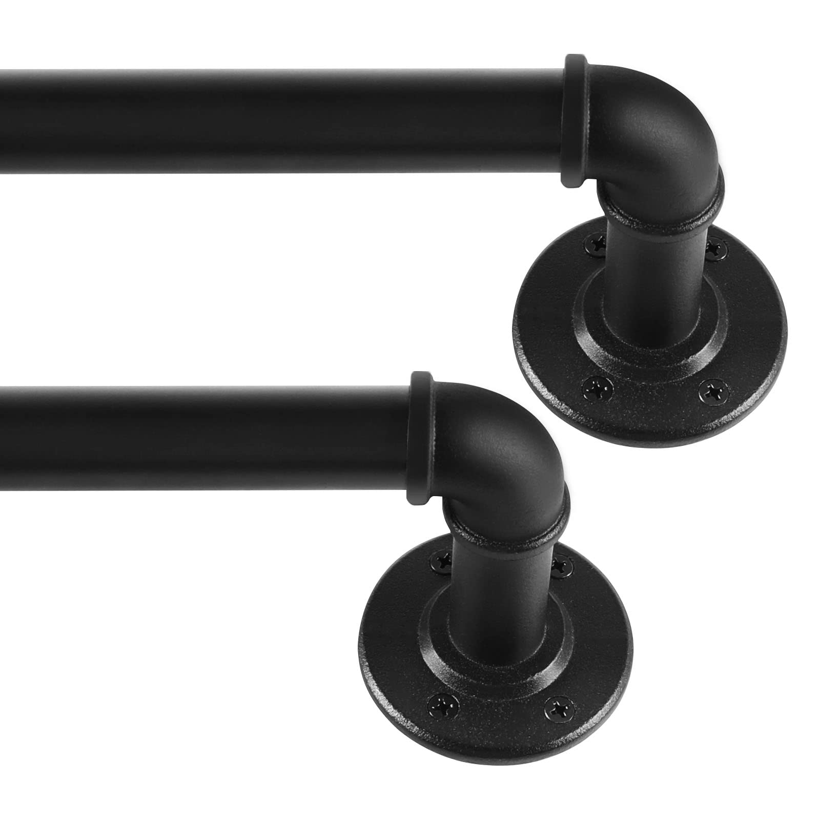 Black Curtain Poles for Eyelet Curtains, Industrial Curtain Pole Metal Extendable, Industrial Curtain Rod for Windows 67cm-122cm, Room Dividers Curtain Rail.