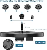 AISITIN 3.5W Solar Fountain Pump 10 Nozzles 4 Fixed Rods Garden Bird Bath view 4