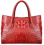 Pijushi Women Embossed Crocodile Bag Designer Top Handle Handbags 5002A (One Size, 5002A Red)