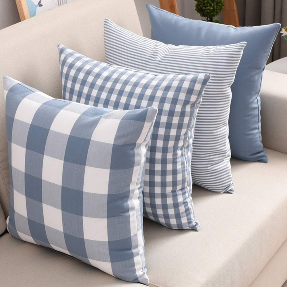 1758studio Decor Throw Pillow Cover Standard 18" x 18" Blue Pillow Covers Cushion Cover Set of 4 Pillow Shell Bed Pillow Case