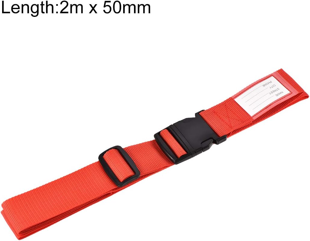 sourcing map Luggage Strap Suitcase Belt with Buckle Label, 2Mx5cm Adjustable PP Travel Bag Packing Accessory, Red - Image 3