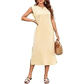 Naggoo Summer Dresses for Women 2026 Sleeveless Casual Split Midi Dress Maxi Beach Travel Vacation Sundress with Pockets