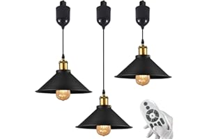 SKIVTGLAMP Adjustable Height H Type Track Lighting Pendants 4 Ft with Smart Edison Bulbs Timer Remote Industrial Style Metal Instant on Auto Retractable Track Mount Pendant Light Decorate Black
