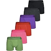 BECLOH Men's Cotton Boxer Briefs 6 - Pack, Soft Moisture-Wicking Underwear with Pouch,Comfortable Athletic Trunks