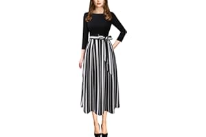 VFSHOW Womens Elegant Pockets Belted Work Business Office Casual Party Pleated A-Line Midi Dress