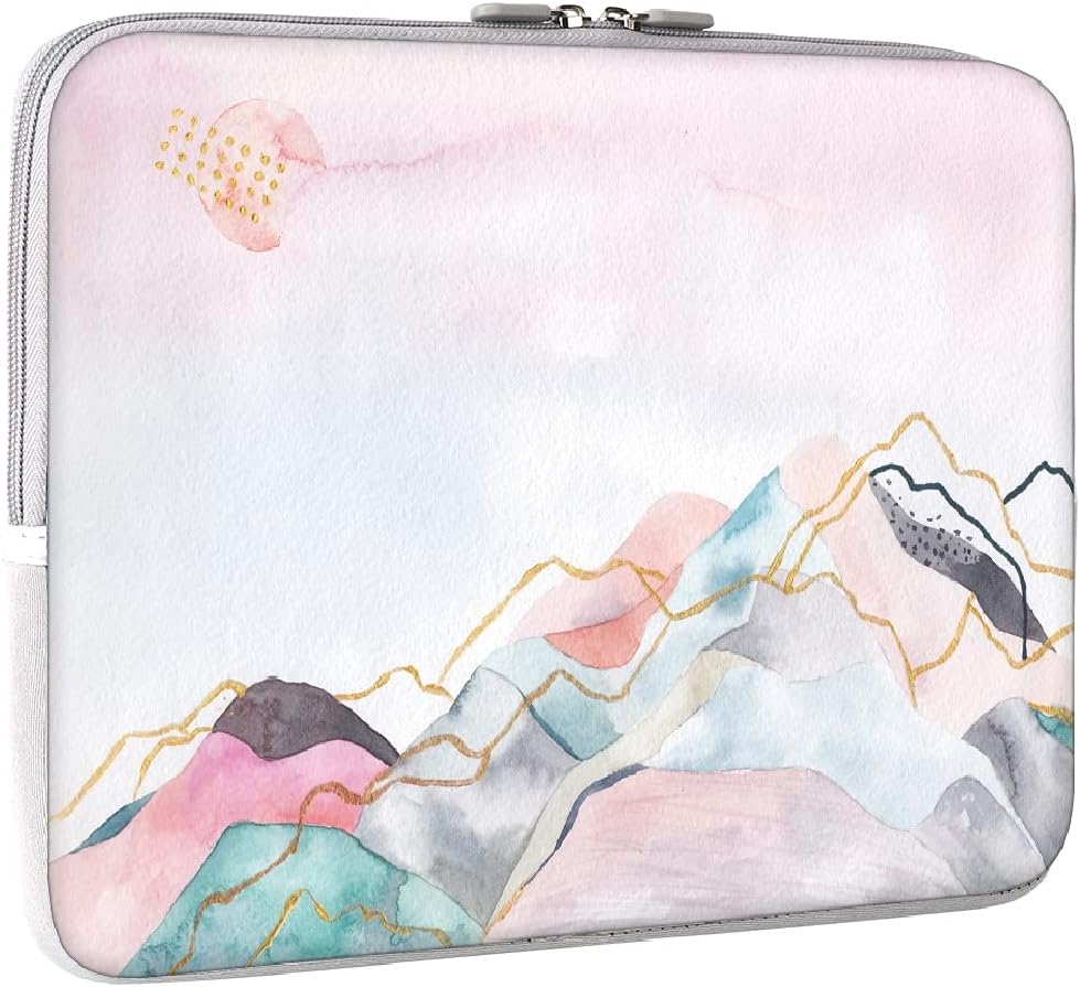 Laptop Sleeve, iCasso 13-13.3 Inch Stylish Flower Pattern Canvas Stitching Leather Briefcase Cover Case Bag for MacBook Air/Pro/Ultrabook/Notebook/iPad Pro - Watercolor Scenery