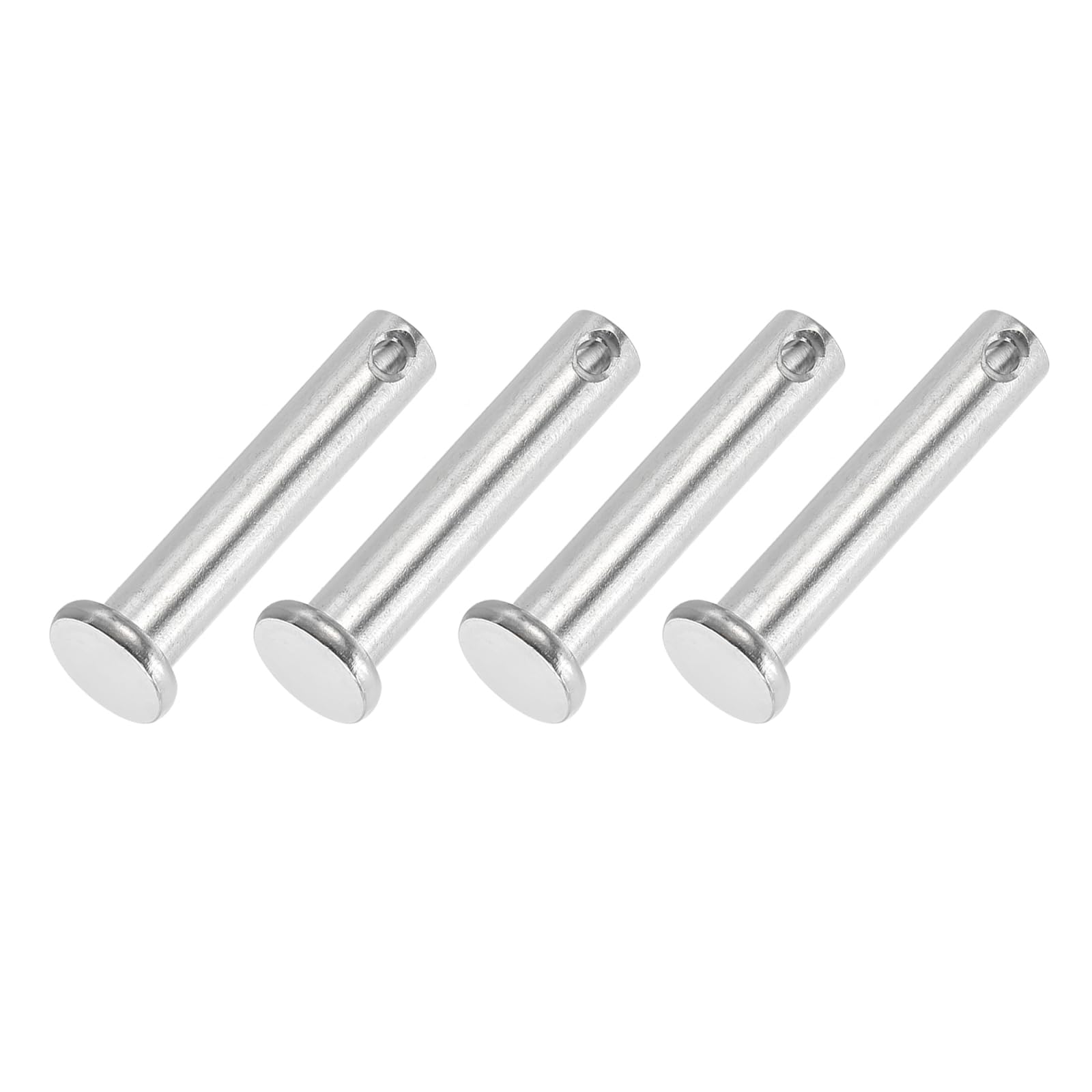 PATIKIL 8 x 40 Mm Single Hole Clevis Pins, 4 Pcs 304 Stainless Steel Flat Head Pin for Hitch Pin Lock Link Hinge Systems, Silver