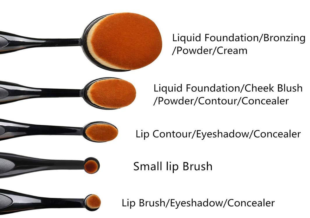 JPNK Oval Toothbrush Style Synthetic Powder Foundation Cream Makeup Brush (5 Pieces): Beauty