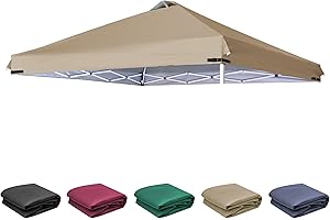 SCOCANOPY Replacement Top with Air Vent and Buckle for 10x10 Canopy Frame, Canopy Cover ONLY, (Khaki)