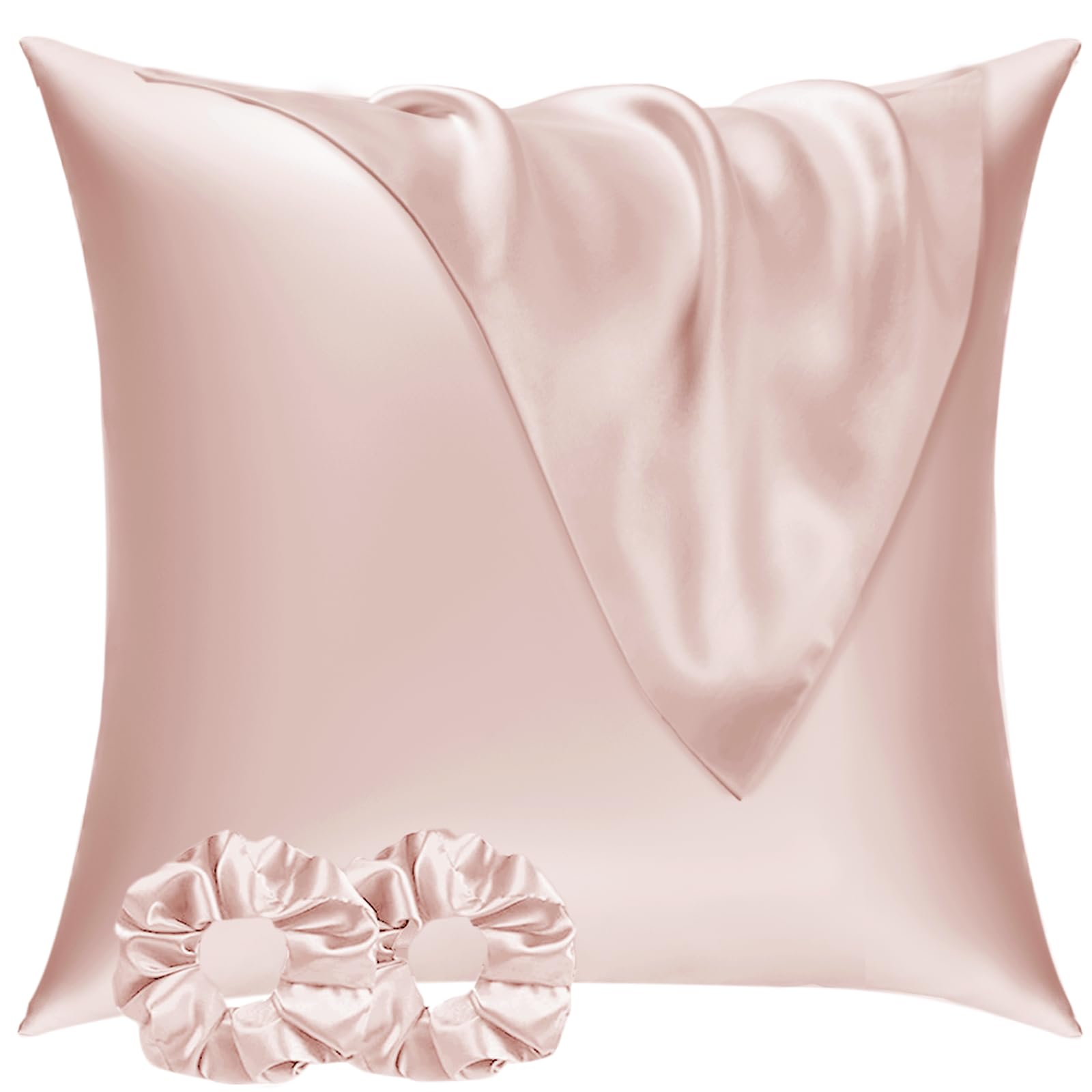 Vielit 2 Pack Satin Pillowcase for Hair and Skin,Soft as Silk Pillowcases for Hair and Skin,Easier Care than Silk Pillow Case Rose Pillowcases for 80x80cm Pillow Envelope & 2 Scrunchies