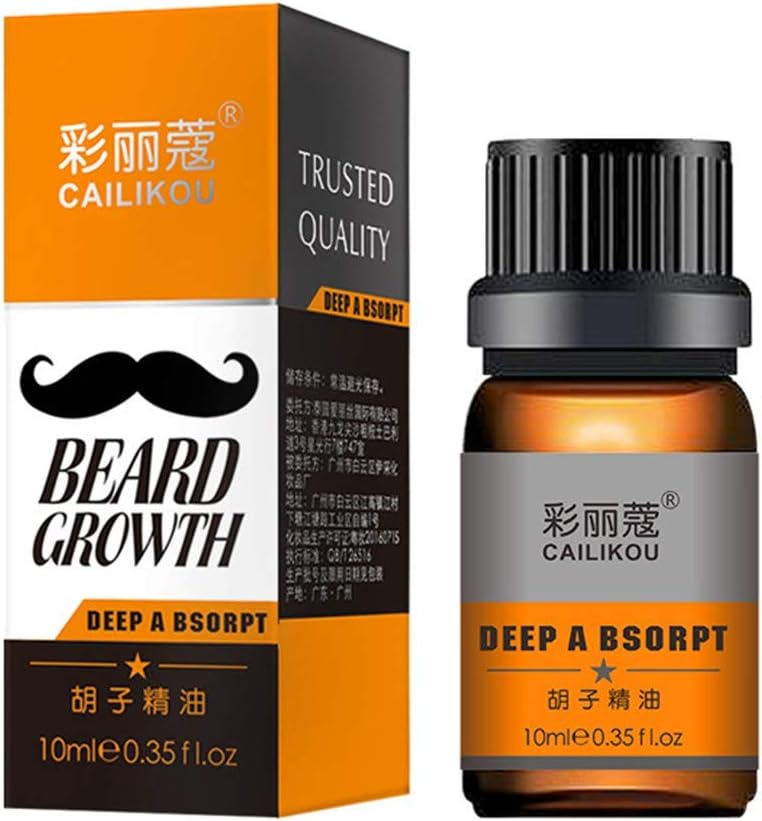 Luxsea Men's Beard Growth Essential Oil Nourishing Anti-drying Anti-fork Beard Moustache Growth Serum for Naturally Powerful Full Thick Beard