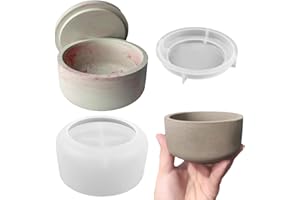 LSLEVA Storage Box with Lids Candle Jar Molds Set, Creative Silicone Candle Vessels Pot Molds, Concrete Round Stripe with Cover Bottle Making Moulds for Storage Candle Holder (A)