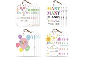 CRAFTYMELODY 80Pcs Thank You Tags with String 4 Style Thank You Hanging Labels Name Tags 2×3 Inch for Wedding Bridal DIY Gift
