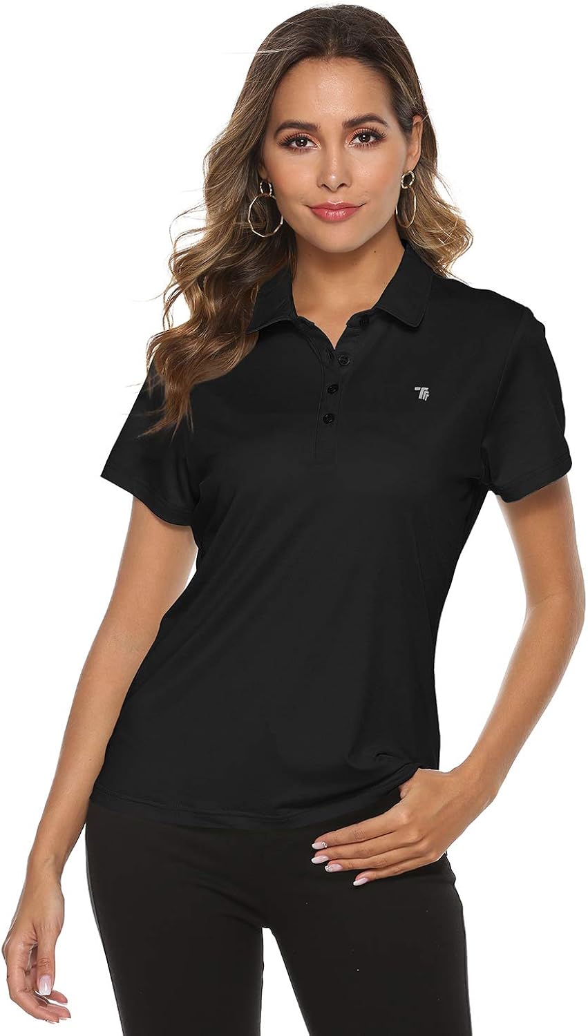 donhobo Ladies Polo Shirt Slim Fit Breathable Cool Polo Tee Training