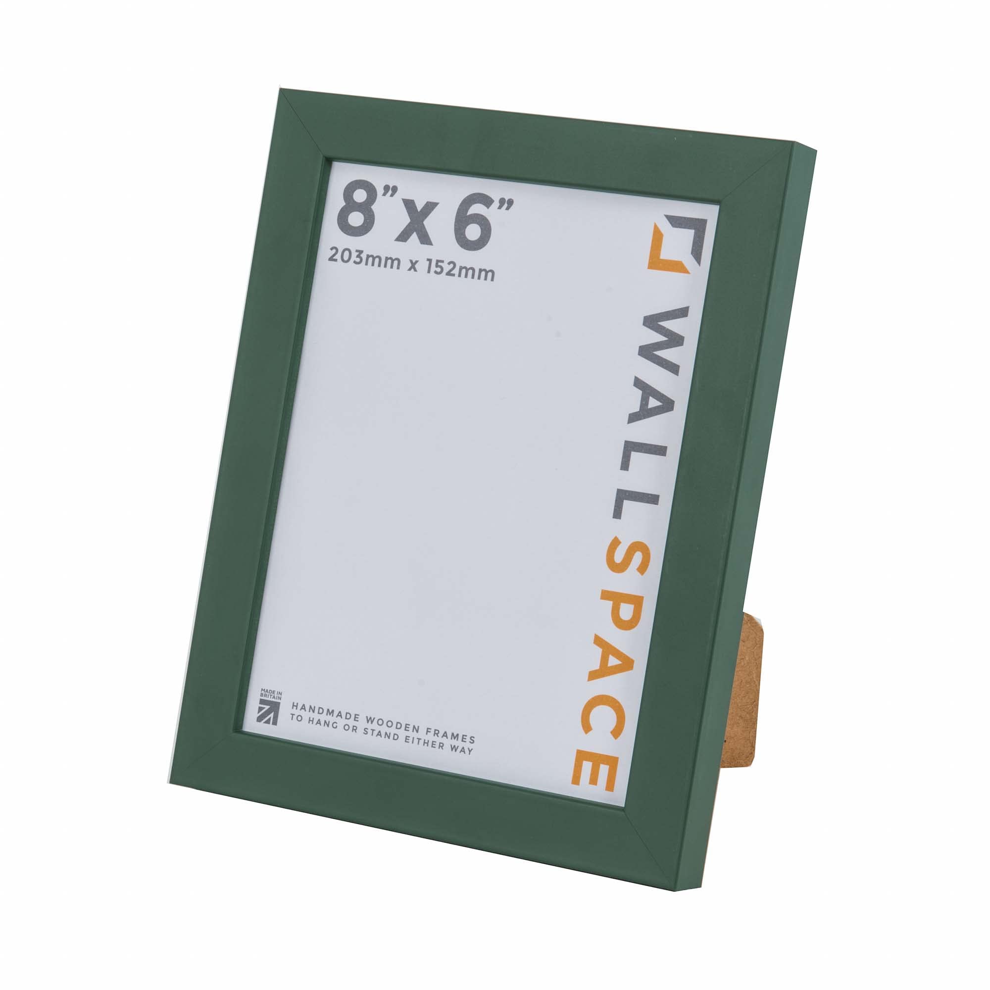 Wall Space 8x6 Green Picture Frame | Green 6x8 Photo Frame | 8 x 6 inch | 203x152mm | 20.3x15.2cm | Solid Wood Wooden with Real Glass | Handmade in UK — image 1