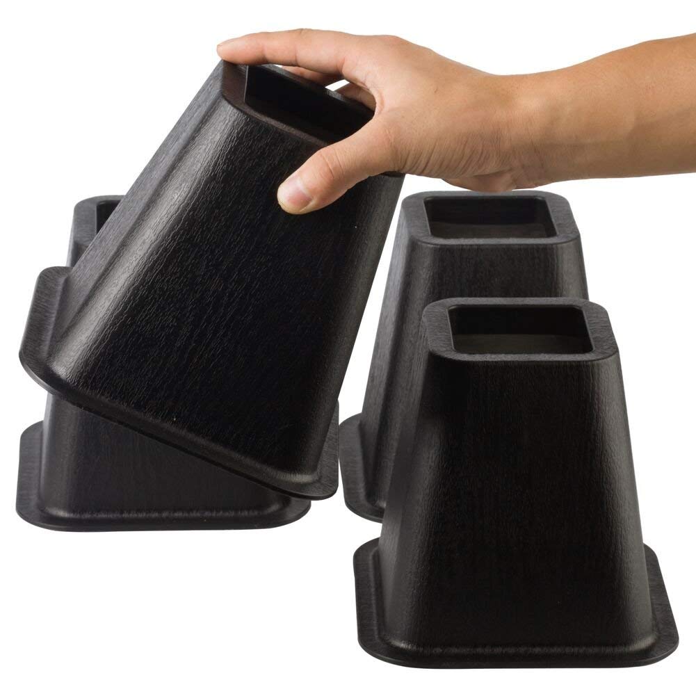 MOVEONSTEP Bed Risers 6 Inch Heavy Duty Furniture Risers Set of 4 Black Non-slip Riser