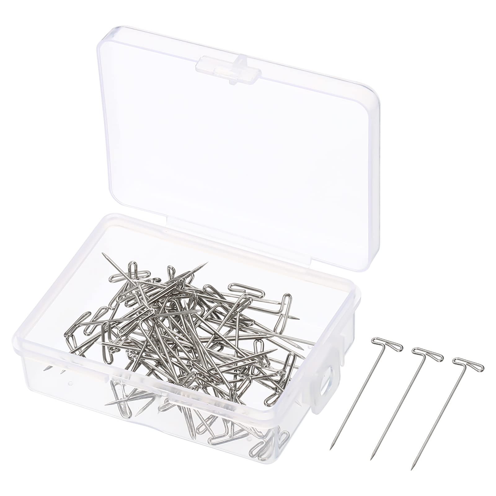 PATIKIL 1.5 Inch T-Pins, 50 Pack Stainless Steel Blocking Pin Needles for Modelling Crafts, Silver