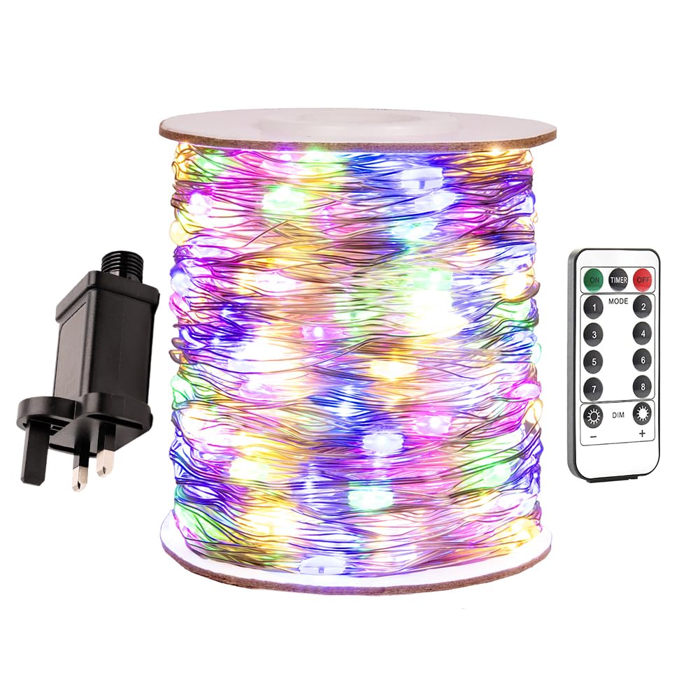 ZELUXDOT Multicolor Fairy Lights Extra Long Plug in LED Silver Wire String Lights 8 Modes for Wedding Indoor Outdoor Christmas Tree Patio Porch Garden Decoration (400FT 1200 LED)