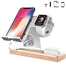LAMEEKU Cell Phone Stand, Apple Watch Stand : Dock Cradle Holder For Switch, Apple Watch, all Smartphone, iPhone X 6 6s 7 8 Plus, Airpods Apple Pencil iPad and Tablet - Silver